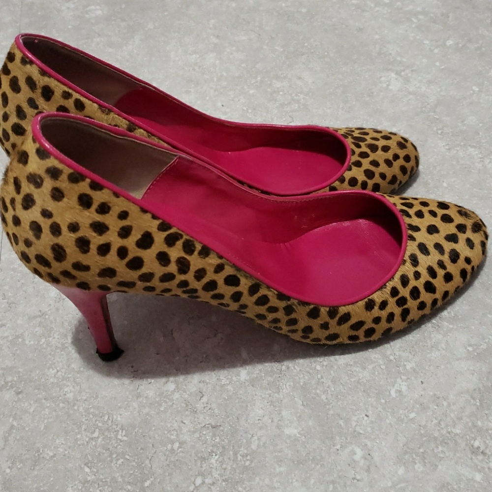 Korean shoes designer brand) Leopard pink heel